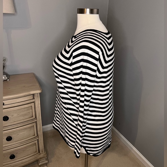 MICHAEL Michael Kors Black and White Striped Top Size XL - Picture 2 of 4